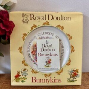 Royal Doulton Bunnykins Christening Plate with Original Box Vintage‎ Bone China